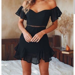 HELLO MOLLY black off the shoulder dress SMALL